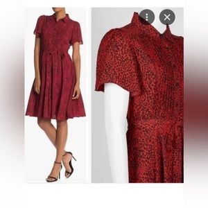 Nanette Lepore - Button Down Short Sleeve Animal Print Dress - US 16